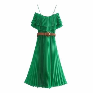 Pleated Zara green dress